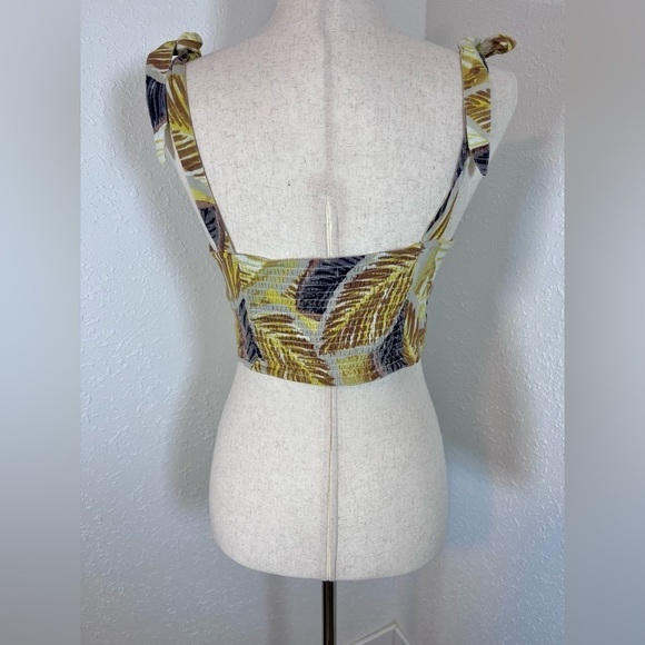 Amuse Society Wes Woven Crop Top w/ Tie Straps - Yellow Tropical - Picture 5 of 8